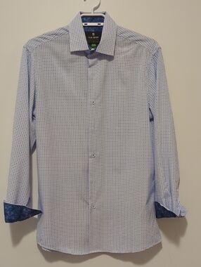 Tom Baine Light Blue Micro-Print Dress Shirt
